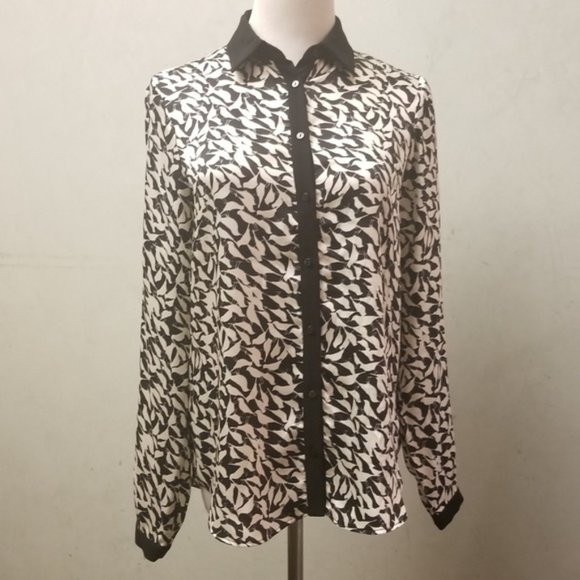 Zara black and white patterned top size XS (N23) - Picture 2 of 7